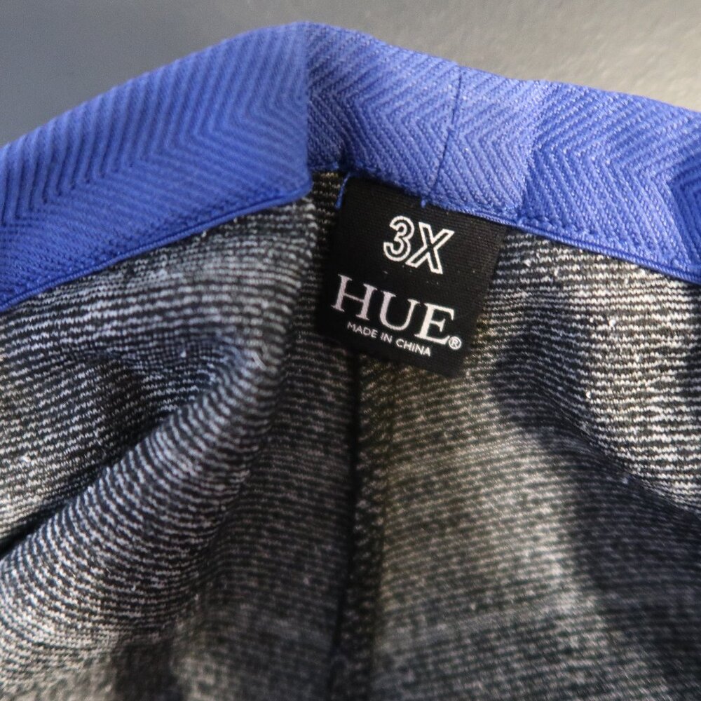 Hue Straight Leg Knit Pant in Black and White with Blue Accents size 3x